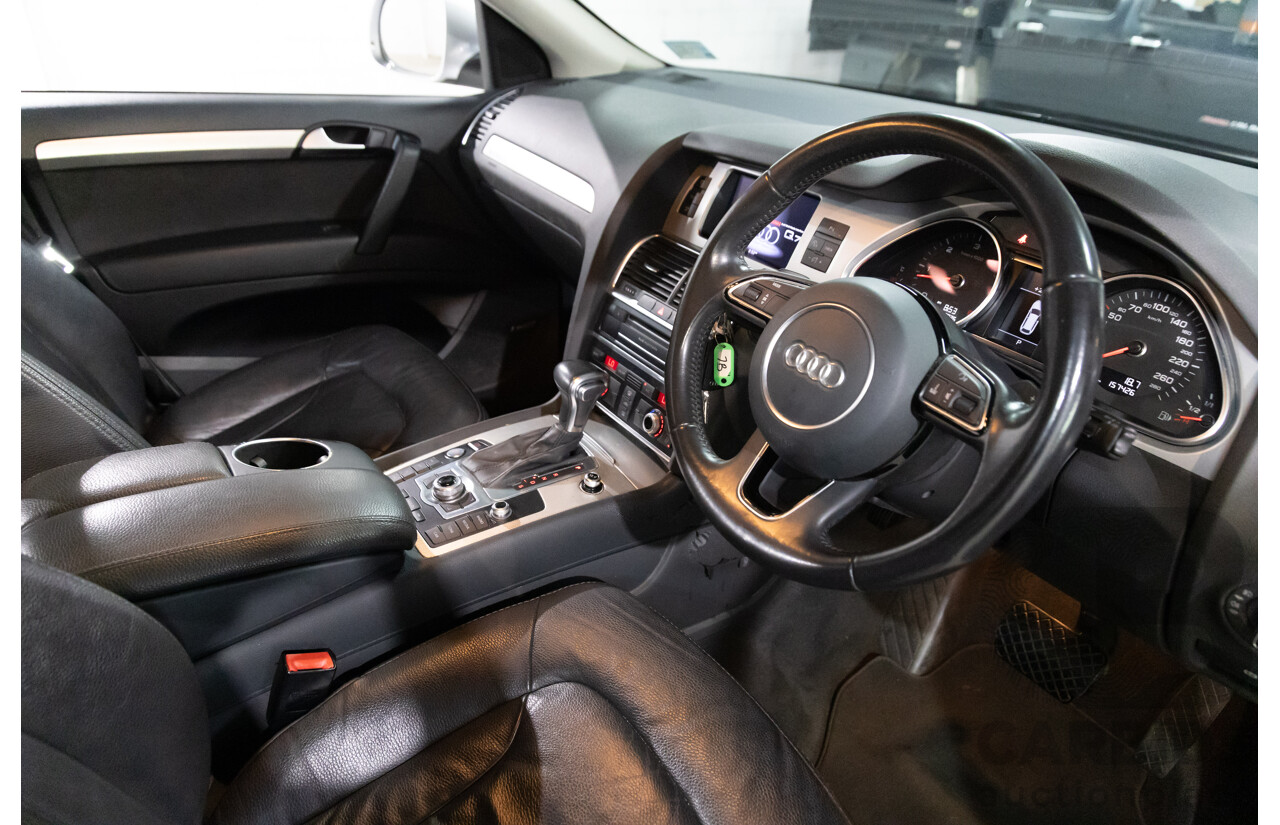 2/2014 Audi Q7 3.0 TDI S-Line Quattro MY14 4d Wagon Floret Silver Metallic Turbo Diesel V6 3.0L - 7 Seater