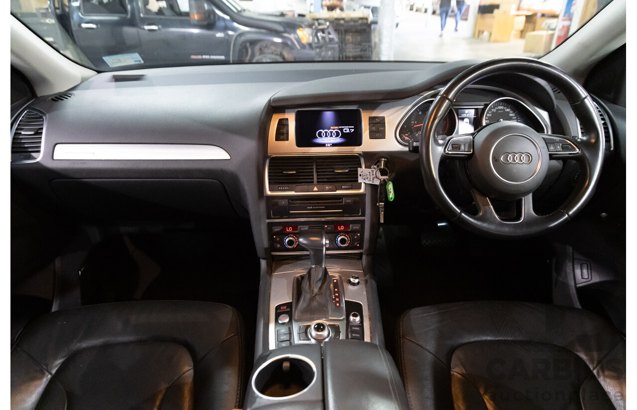 2/2014 Audi Q7 3.0 TDI S-Line Quattro MY14 4d Wagon Floret Silver Metallic Turbo Diesel V6 3.0L - 7 Seater