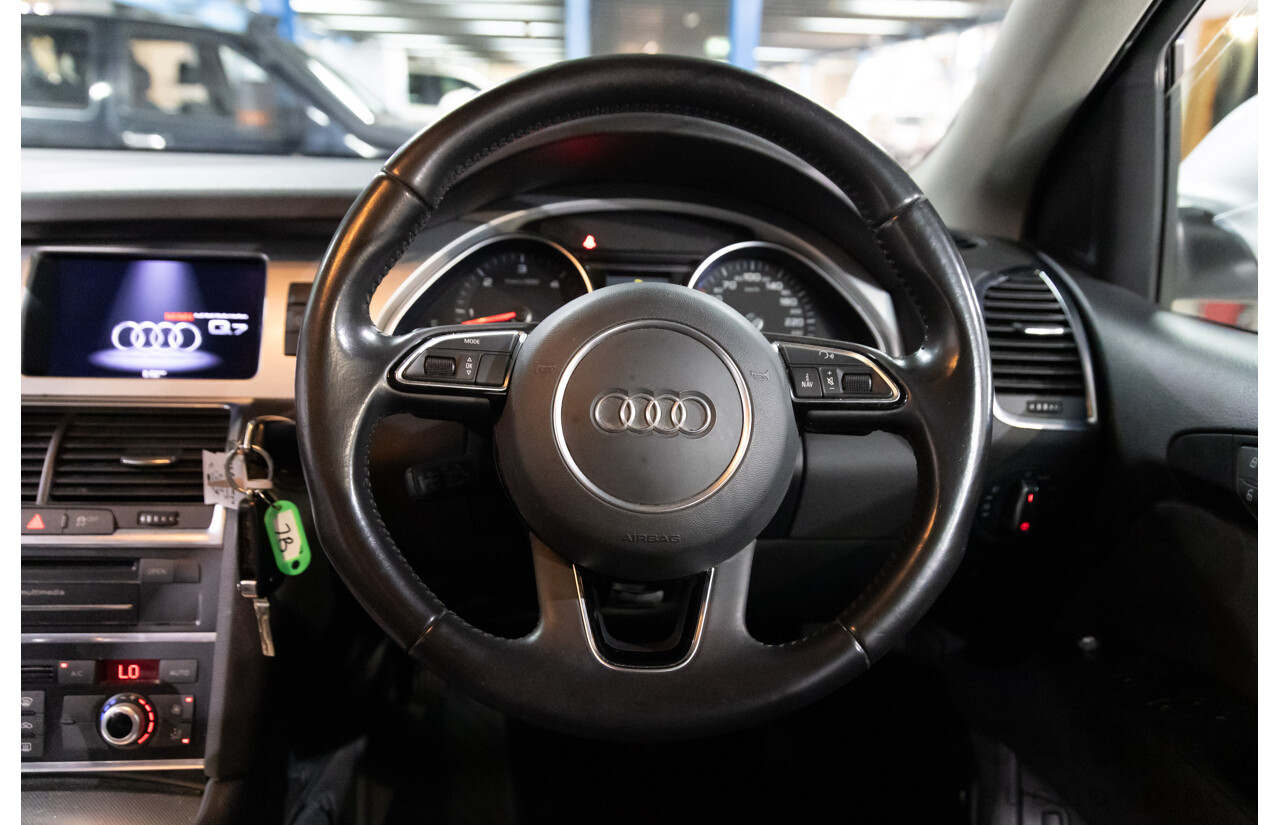 2/2014 Audi Q7 3.0 TDI S-Line Quattro MY14 4d Wagon Floret Silver Metallic Turbo Diesel V6 3.0L - 7 Seater
