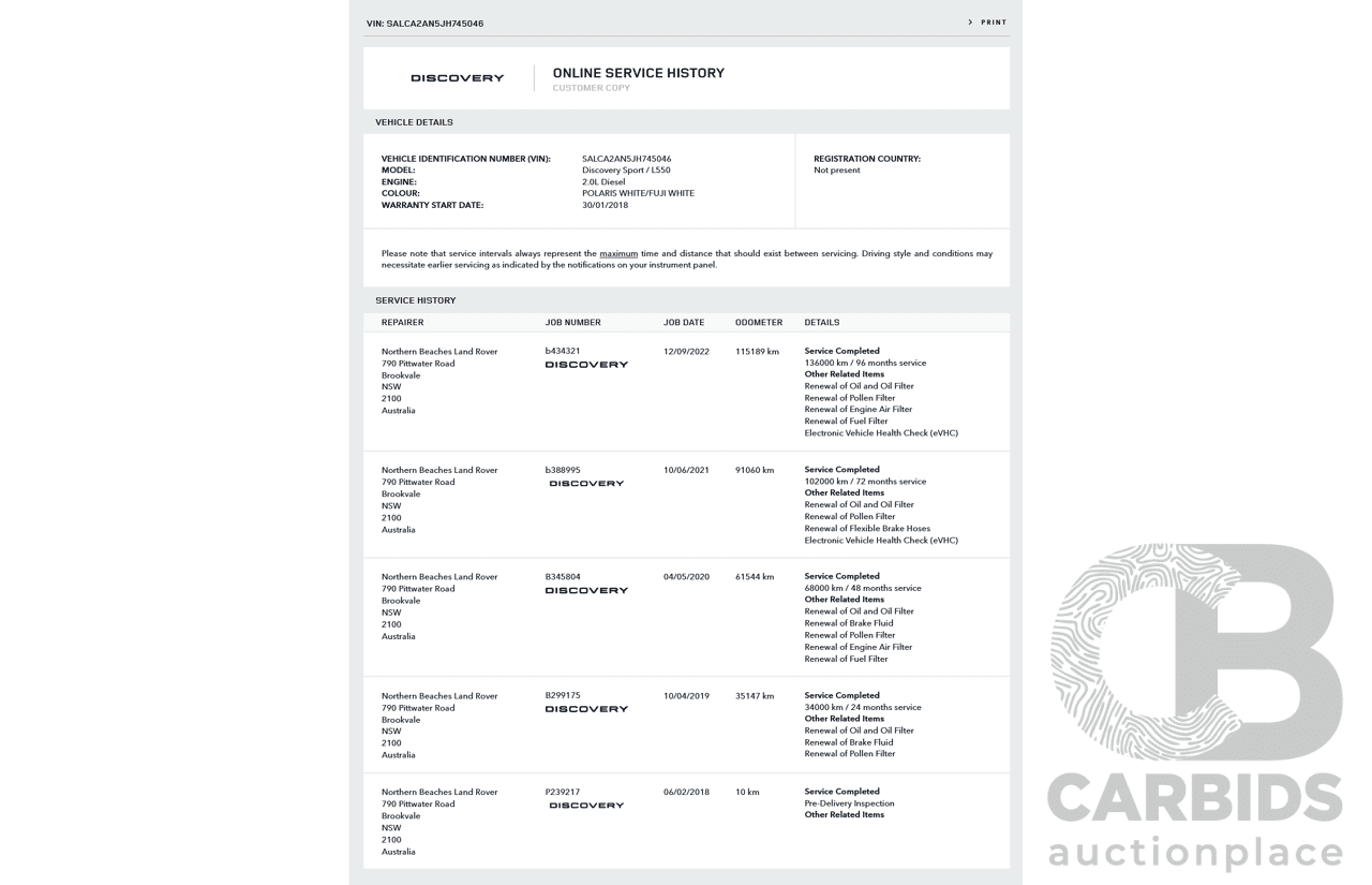 01/2018 Land Rover Discovery Sport Td4 HSE (132kW AWD) L550 MY18 4d Wagon Fuji White Turbo Diesel 2.0L - 7 Seater