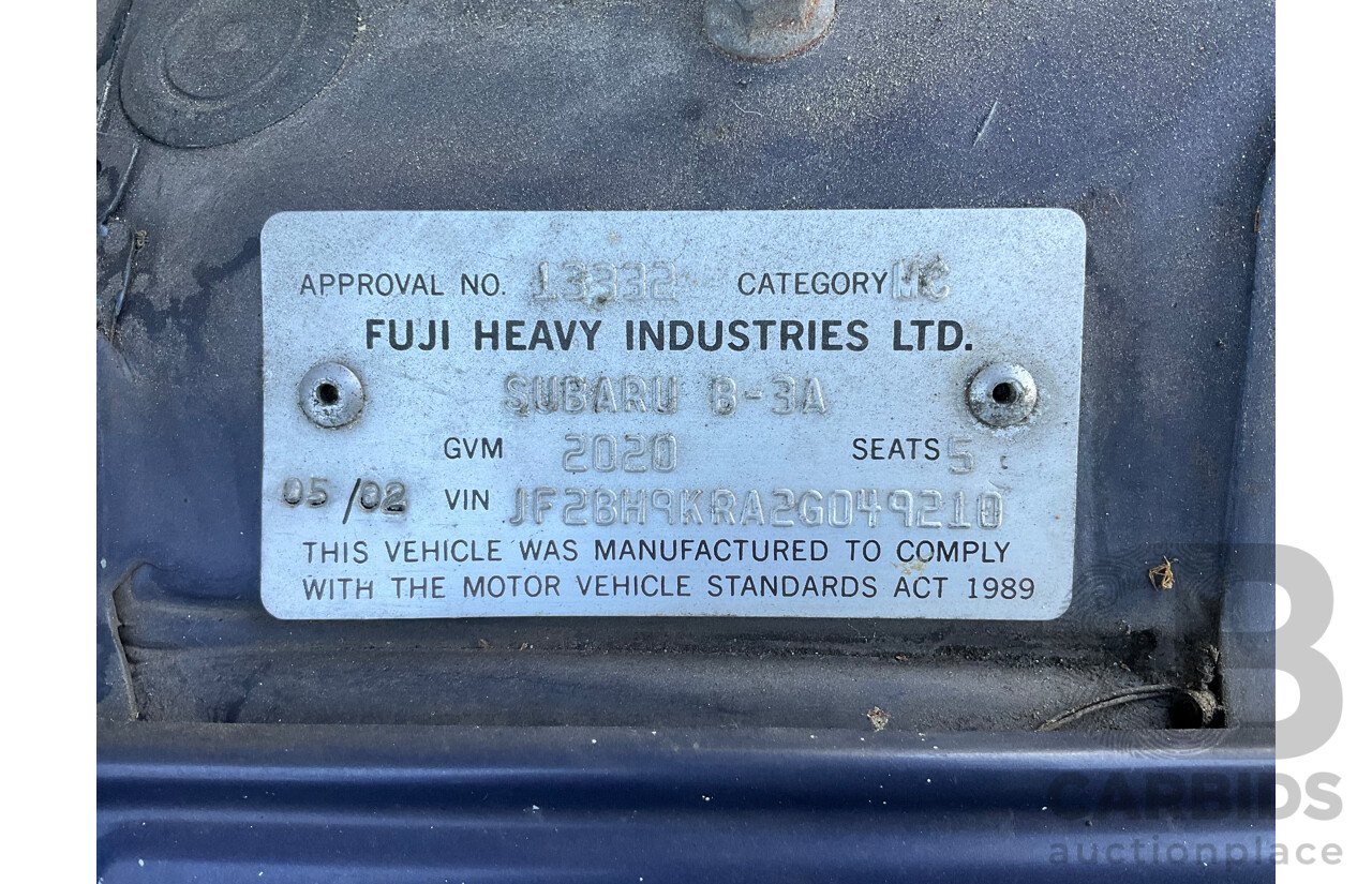 5/2002 Subaru Outback Limited (AWD) MY02 4d Wagon Blue 2.5L