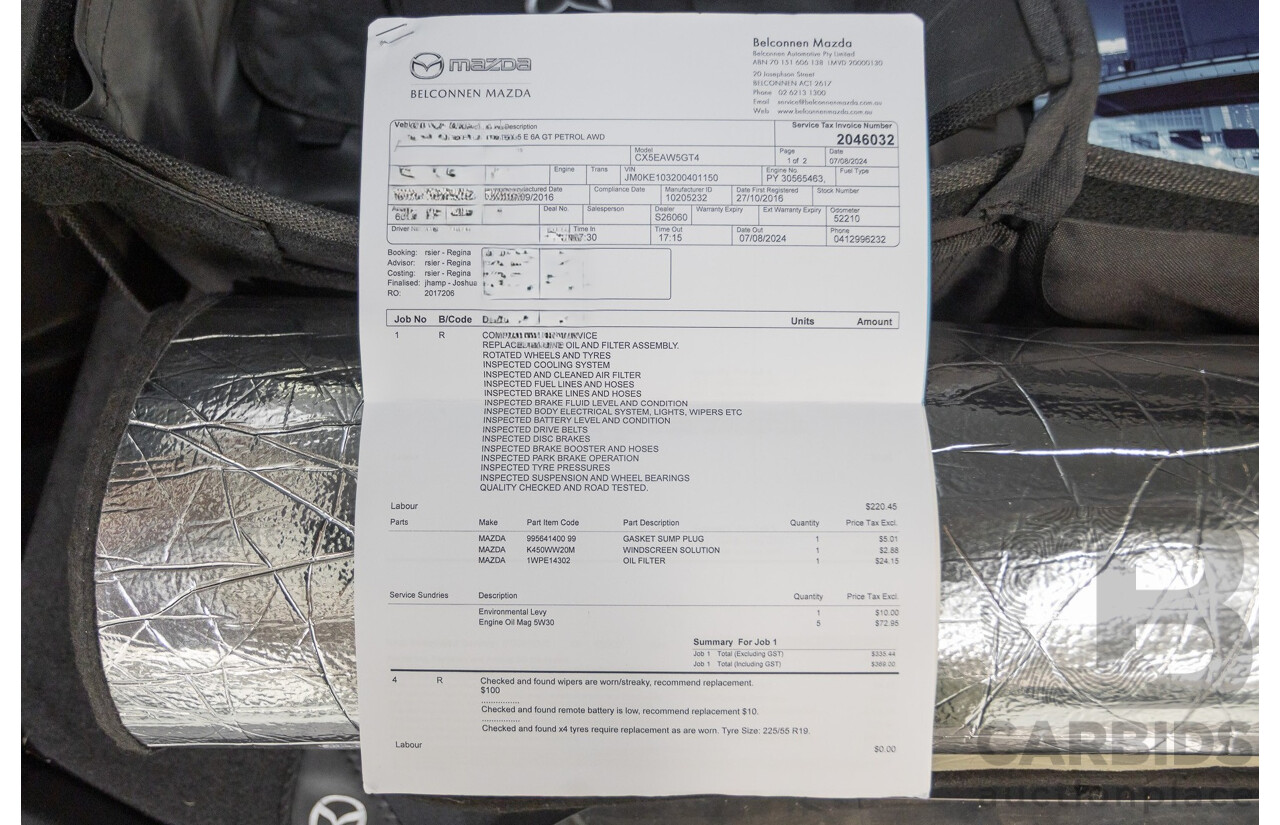 10/2016 Mazda Cx-5 GT (AWD) MY17 4D Wagon White 2.5L