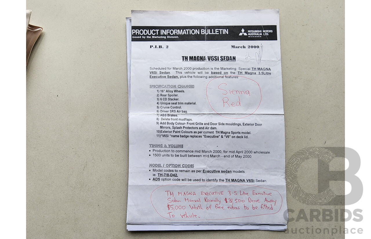 5/2000 Mitsubishi Magna Executive TH 4d Sedan Maroon 3.5L