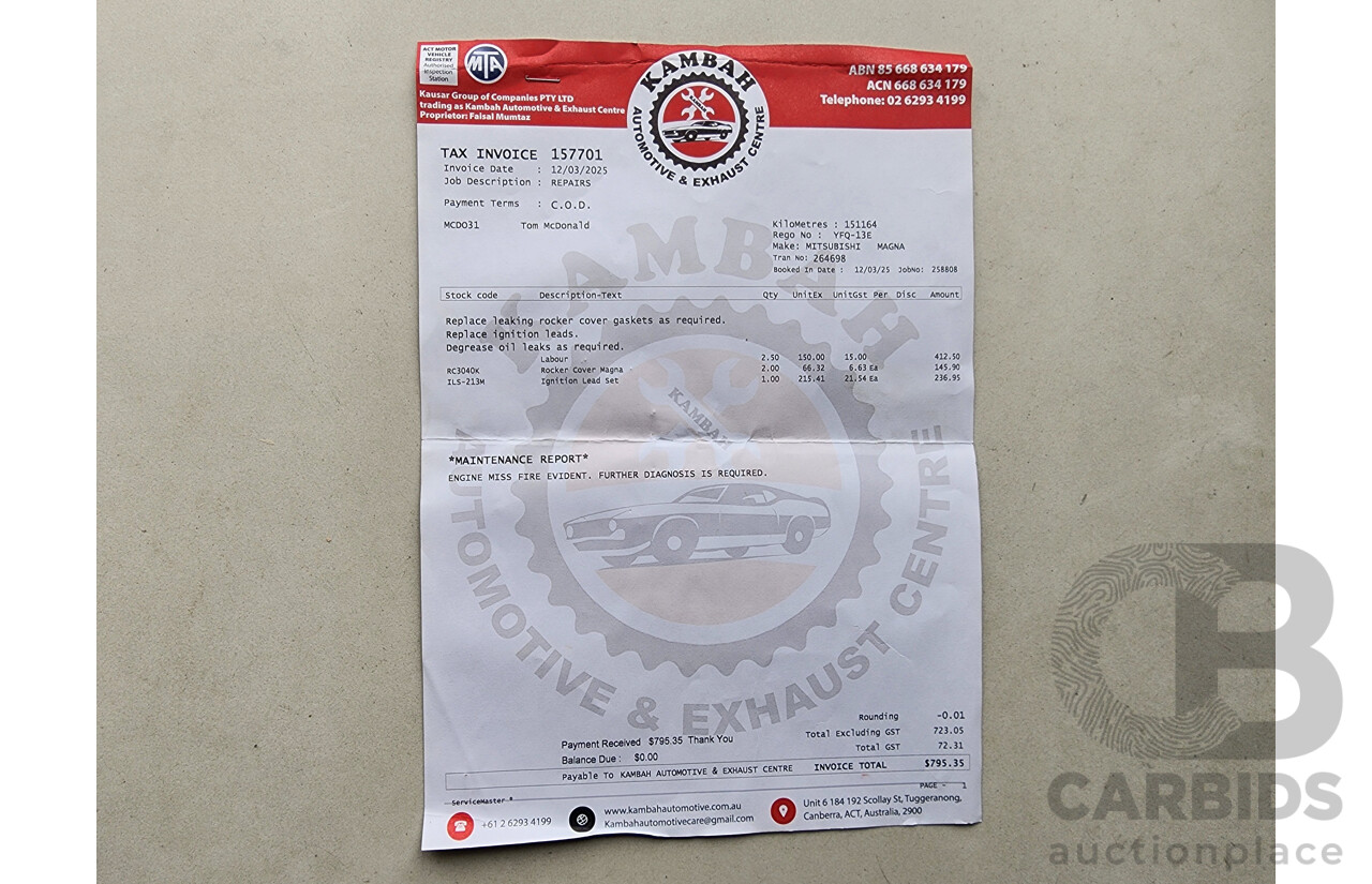 5/2000 Mitsubishi Magna Executive TH 4d Sedan Maroon 3.5L