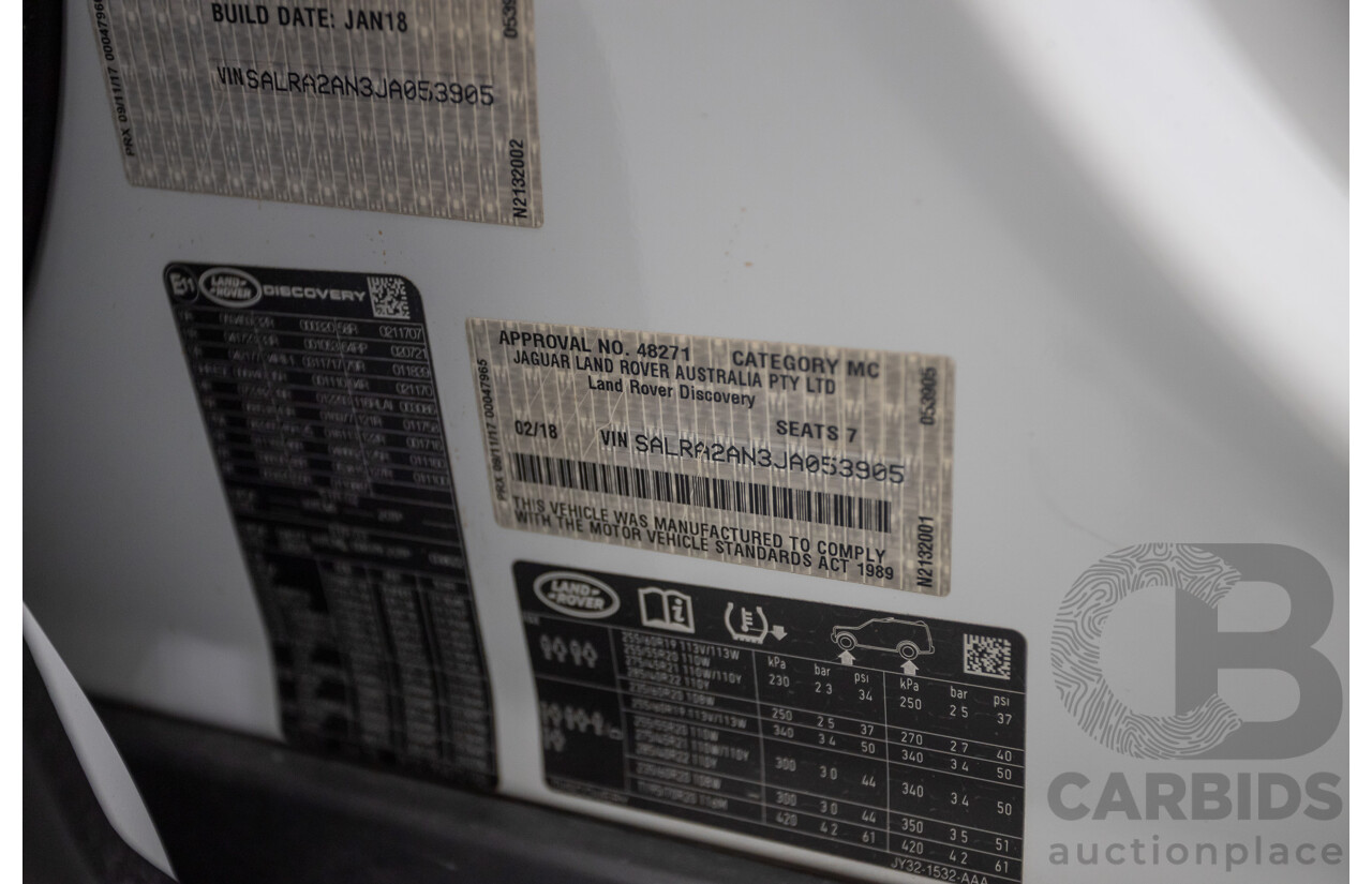 2/2018 Land Rover Discovery SD4 SE 4x4 MY18 4D Wagon Polaris White Twin Turbo Diesel 2.0L