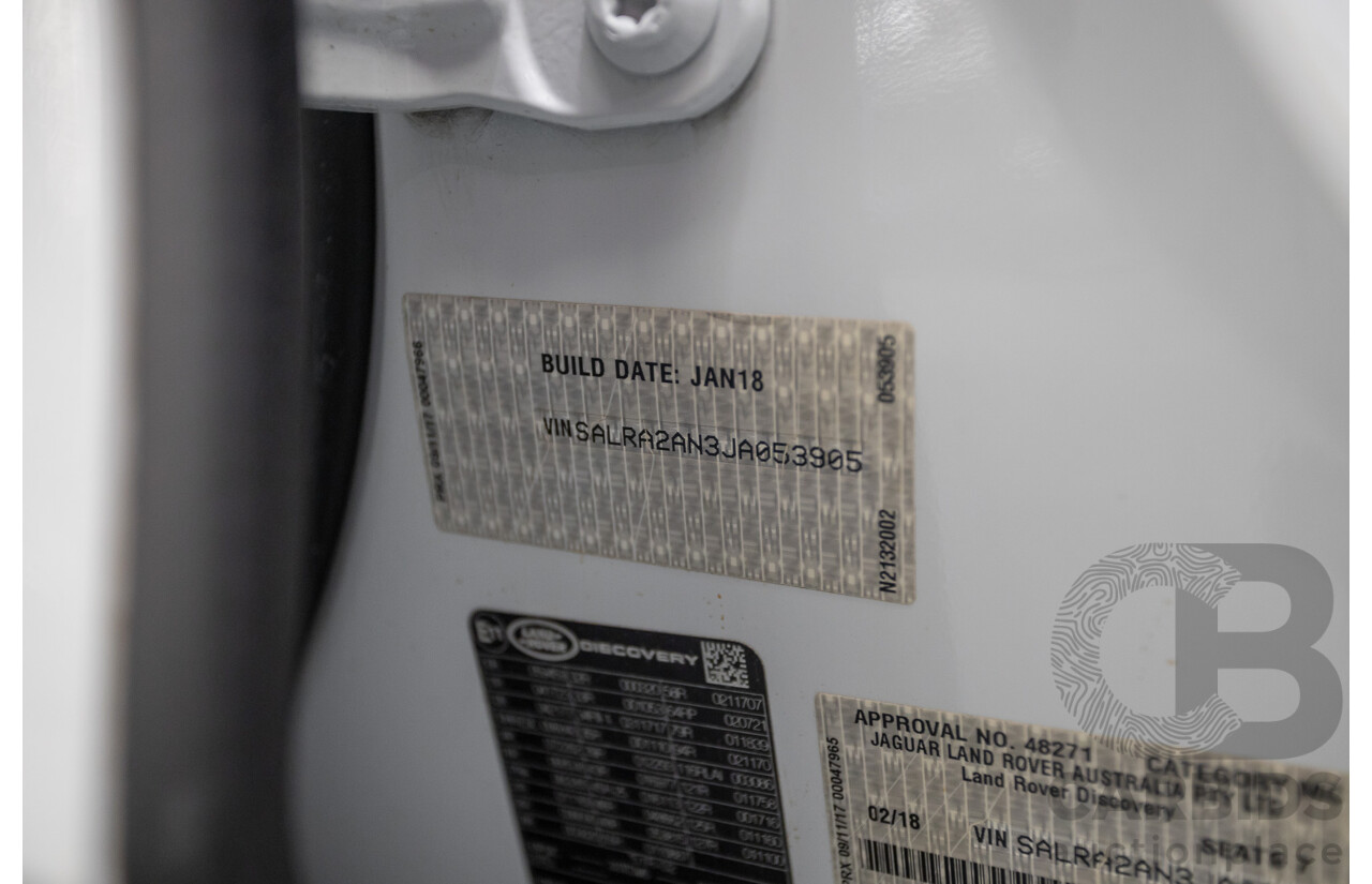2/2018 Land Rover Discovery SD4 SE 4x4 MY18 4D Wagon Polaris White Twin Turbo Diesel 2.0L