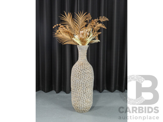 Large Timber Floor Vase with Faux Flowers