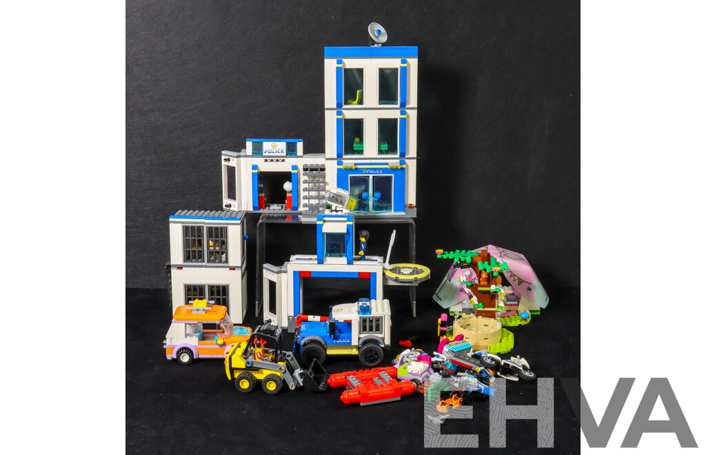 Collection of Lego Including City Police Station, Construction Loader, Car and Friends Nature Glamping