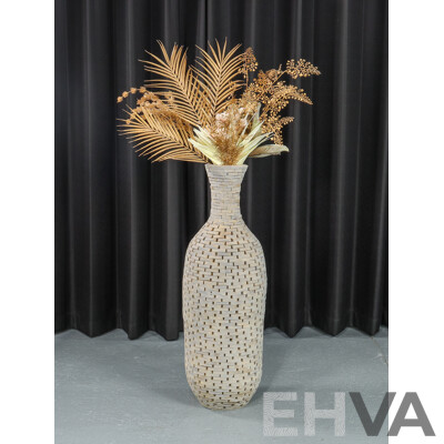 Large Timber Floor Vase with Faux Flowers