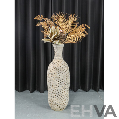 Large Timber Floor Vase with Faux Flowers