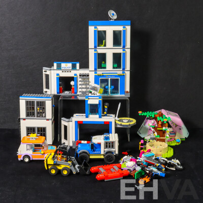 Collection of Lego Including City Police Station, Construction Loader, Car and Friends Nature Glamping