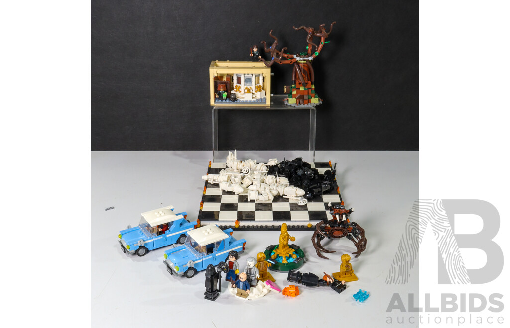 Collection of Harry Potter Lego Including Chess Set, Hogwarts Polyjuice Potion Mistake, Car, Spider and More