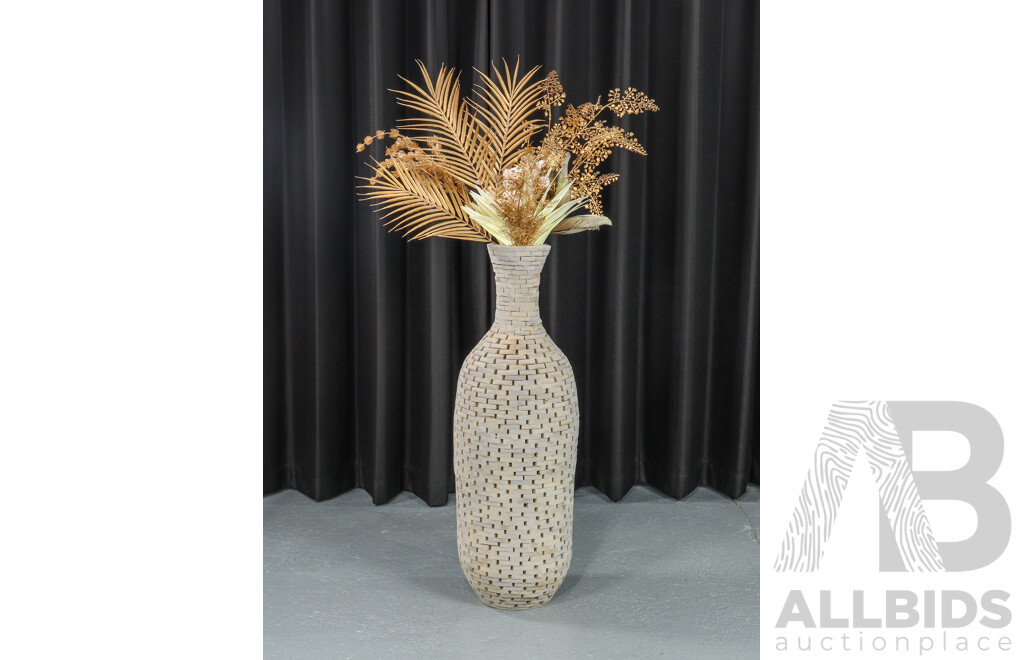Large Timber Floor Vase with Faux Flowers