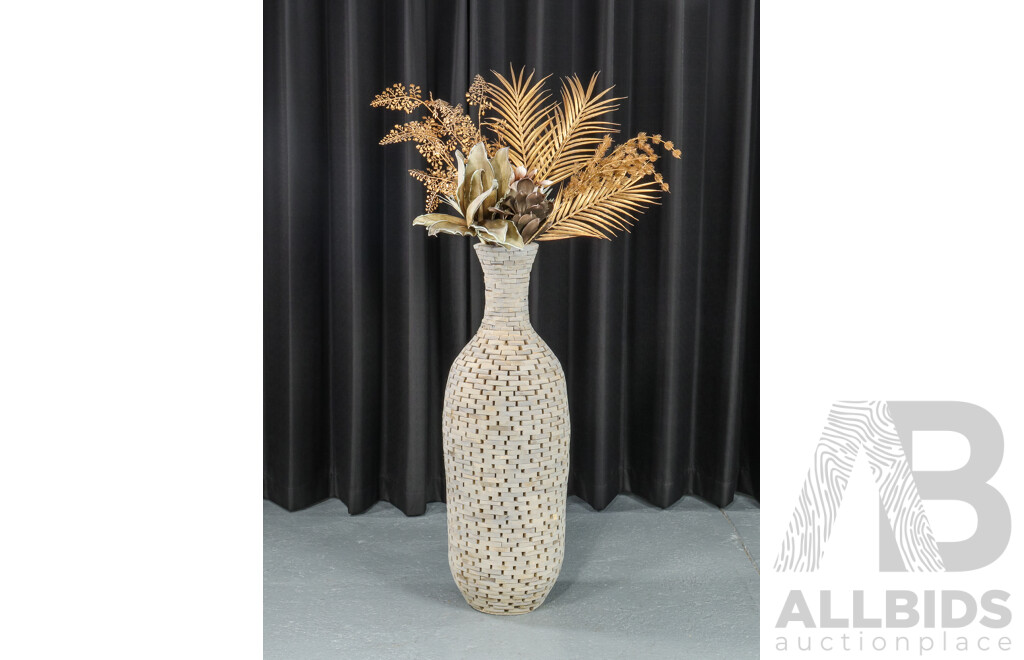Large Timber Floor Vase with Faux Flowers