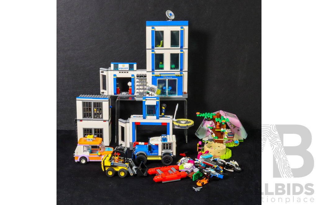 Collection of Lego Including City Police Station, Construction Loader, Car and Friends Nature Glamping