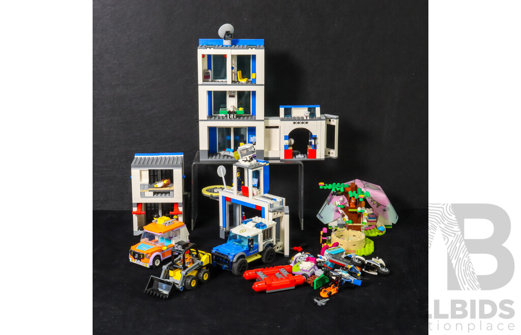 Collection of Lego Including City Police Station, Construction Loader, Car and Friends Nature Glamping