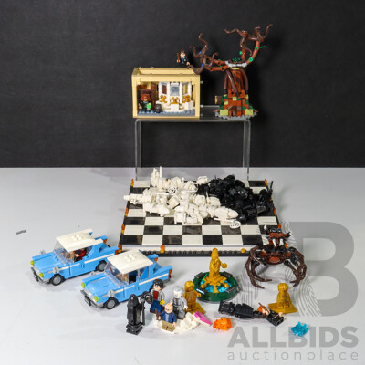 Collection of Harry Potter Lego Including Chess Set, Hogwarts Polyjuice Potion Mistake, Car, Spider and More