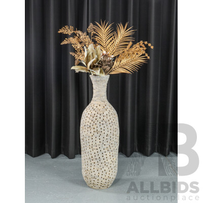 Large Timber Floor Vase with Faux Flowers