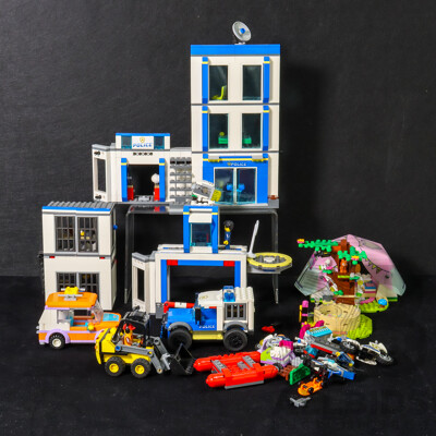 Collection of Lego Including City Police Station, Construction Loader, Car and Friends Nature Glamping