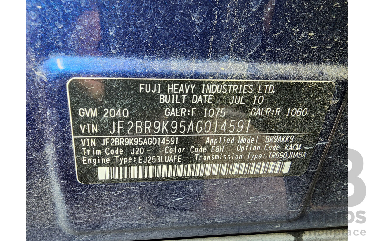 8/2010 Subaru Outback 2.5i Premium (sat-Nav) MY10 4d Wagon Blue 2.5L