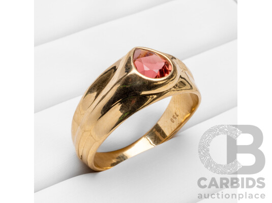 1660702 · 18ct Yellow Gold Ring with Pear Cut Pink Tourmaline - Size S.5