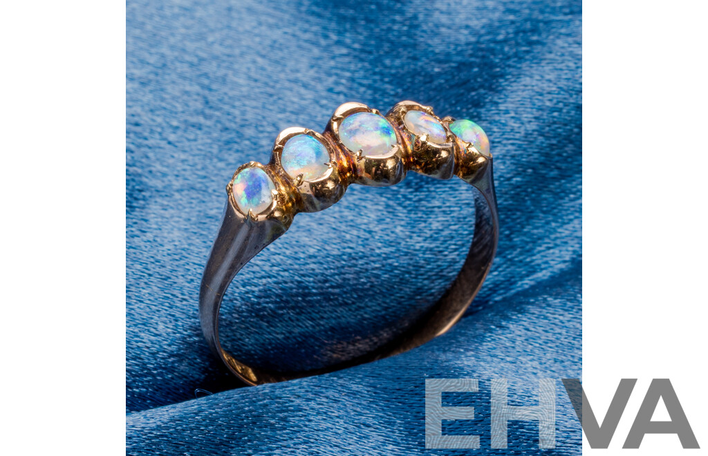 Vintage 15ct Rose Gold Ring with Australian Opals - Size S