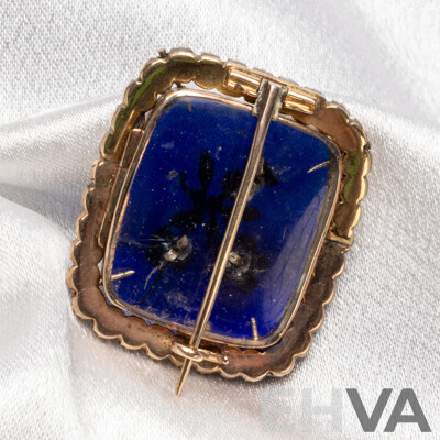 Vintage 9ct Brooch with Pearls, Diamonds and Blue Enamel. 11.69gms