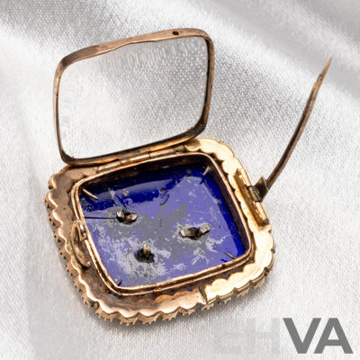 Vintage 9ct Brooch with Pearls, Diamonds and Blue Enamel. 11.69gms