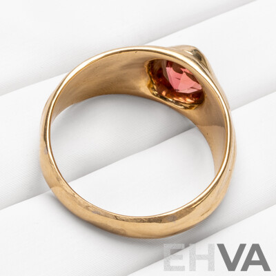 18ct Yellow Gold Ring with Pear Cut Pink Tourmaline - Size S.5