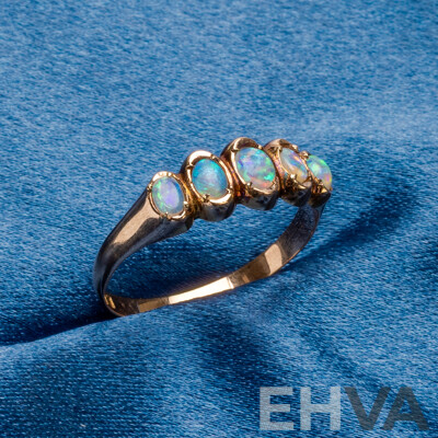 Vintage 15ct Rose Gold Ring with Australian Opals - Size S