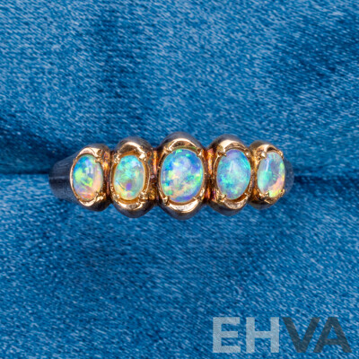 Vintage 15ct Rose Gold Ring with Australian Opals - Size S