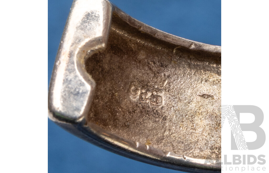 925 Sterling Silver Hinged Hoop Earrings and Wedder with Diamond - Size L