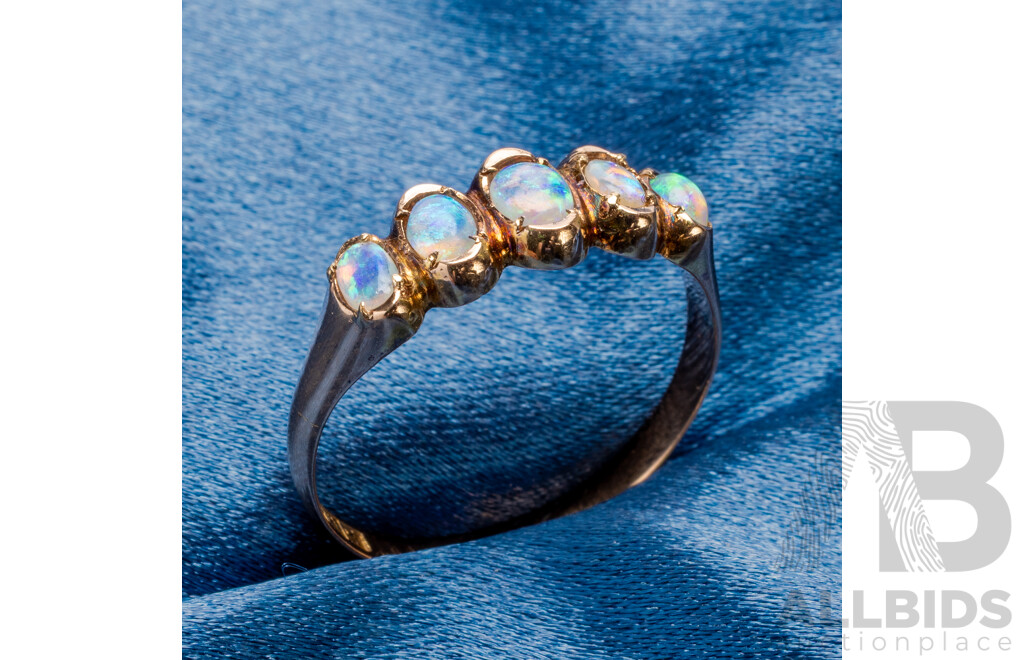 Vintage 15ct Rose Gold Ring with Australian Opals - Size S