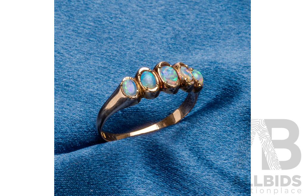 Vintage 15ct Rose Gold Ring with Australian Opals - Size S