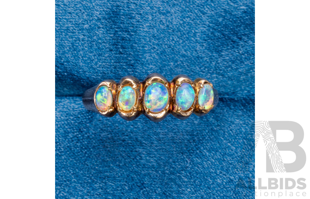 Vintage 15ct Rose Gold Ring with Australian Opals - Size S