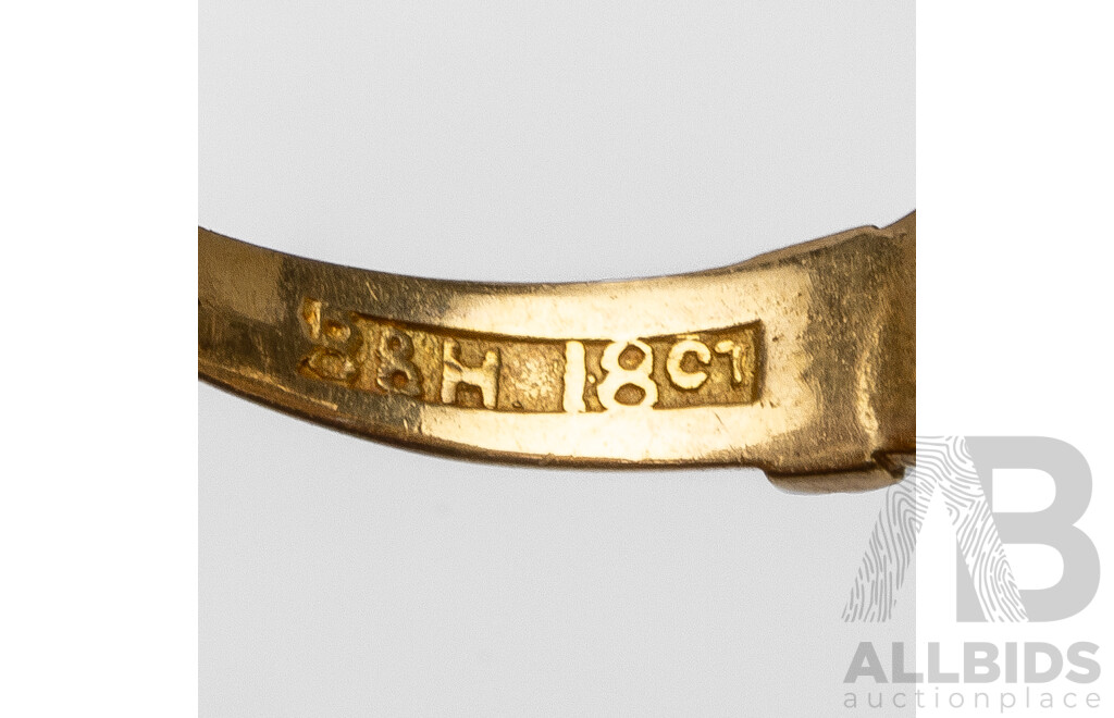 Vintage 18ct Yellow Gold Wedder with Old Cut Diamonds and Sapphires - Size I.5