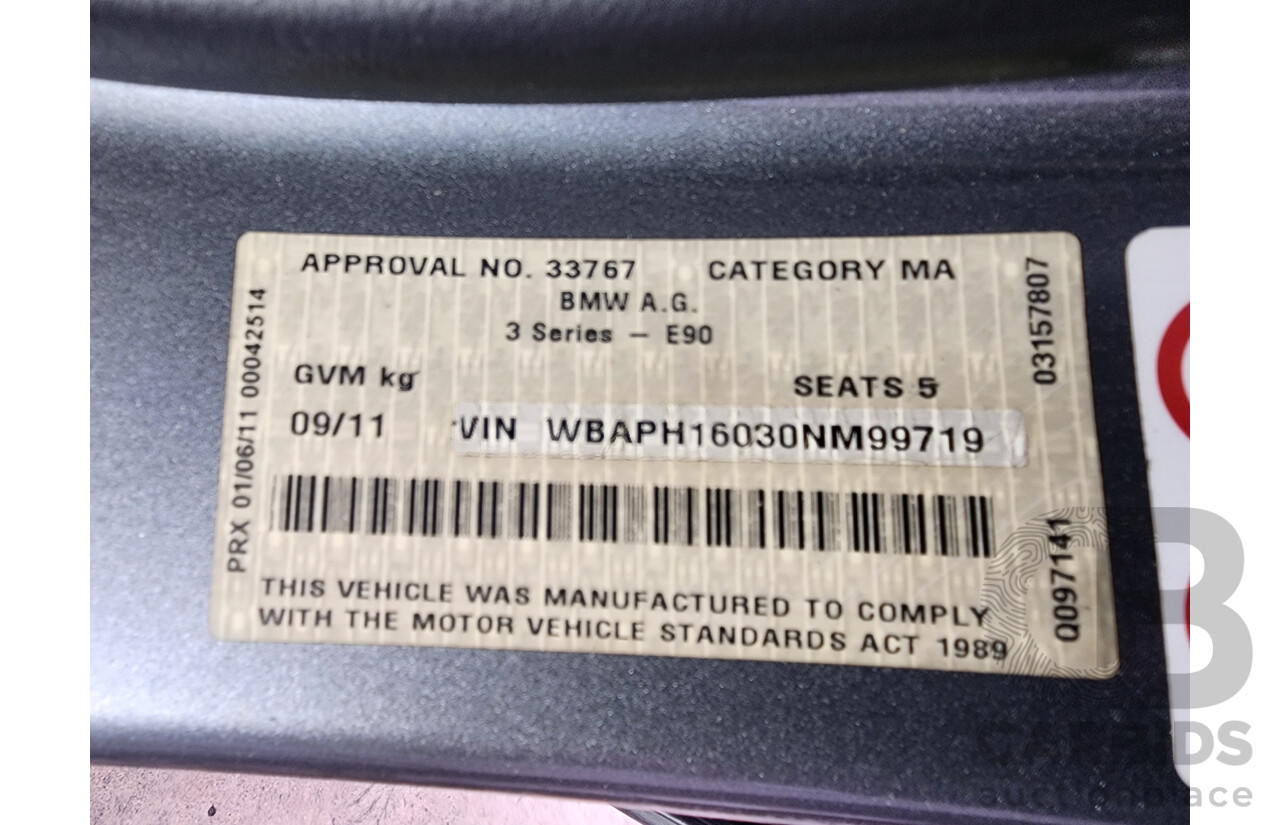 9/2011 Bmw 3 25i Exclusive E90 MY11 4d Sedan Grey 2.5L