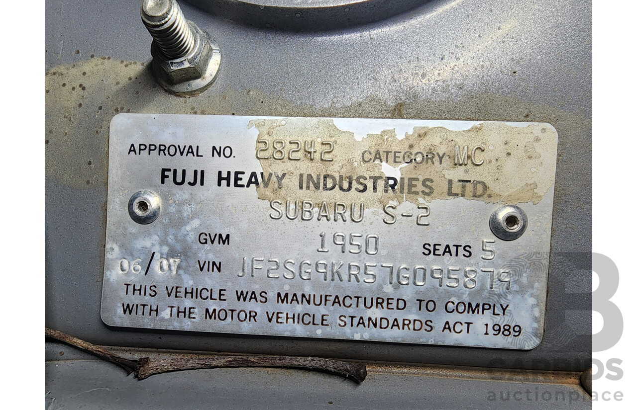 6/2007 Subaru Forester XS Luxury MY07 4d Wagon Silver 2.5L