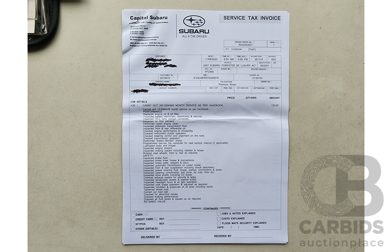 6/2007 Subaru Forester XS Luxury MY07 4d Wagon Silver 2.5L