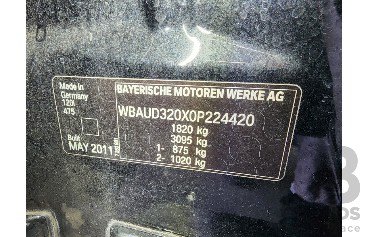 8/2011 Bmw 1 20i E87 MY11 5d Hatchback Black 2.0L