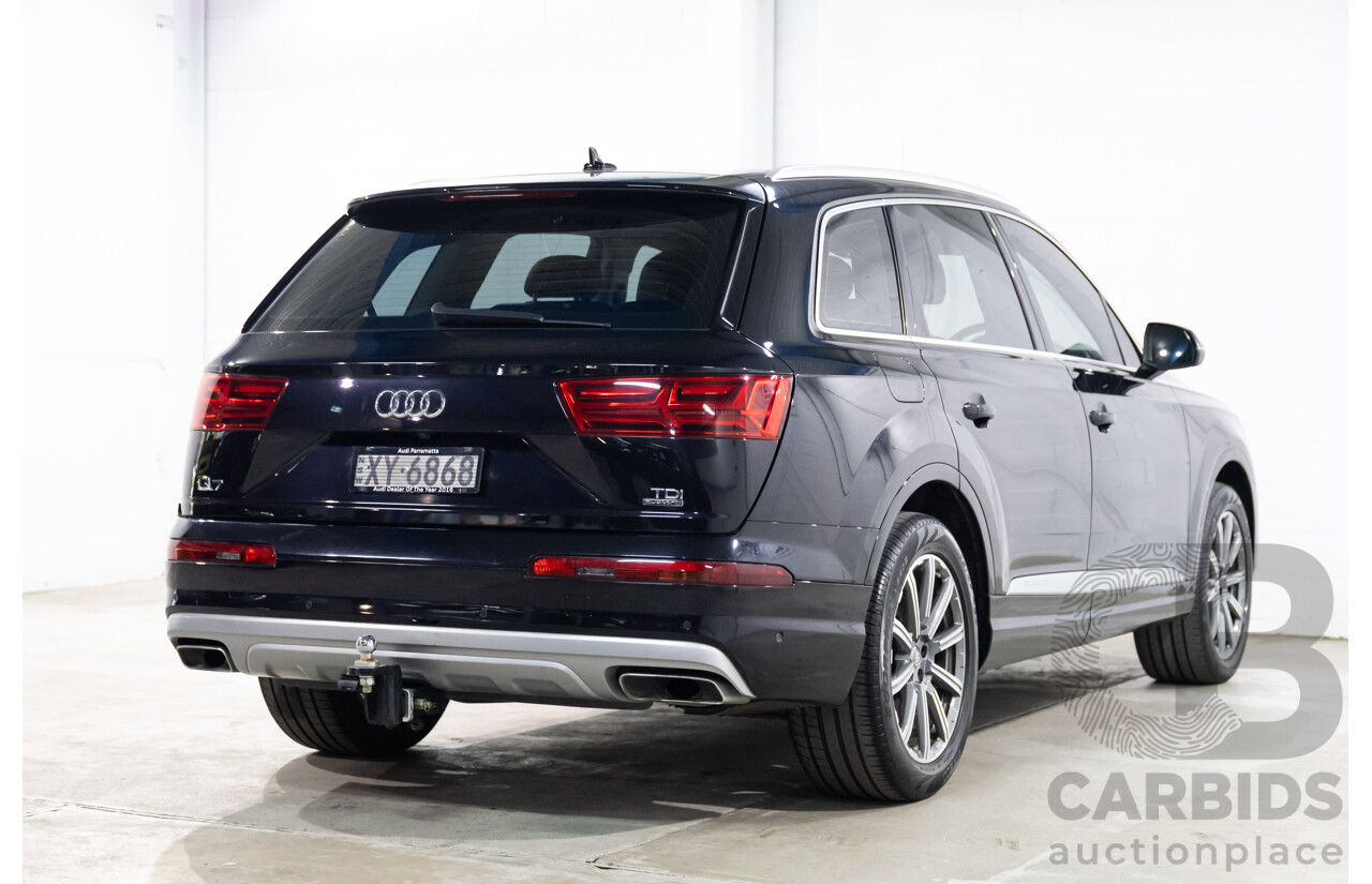 06/2017 Audi Q7 3.0 TDI Quattro (200kW AWD) 4M MY18 4d Wagon Orca Black Metallic Turbo Diesel V6 3.0L