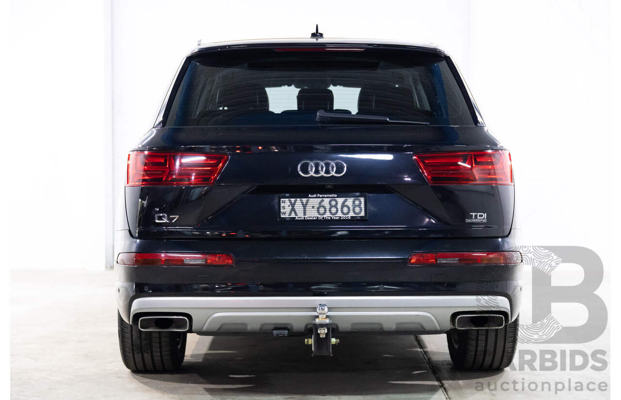 06/2017 Audi Q7 3.0 TDI Quattro (200kW AWD) 4M MY18 4d Wagon Orca Black Metallic Turbo Diesel V6 3.0L