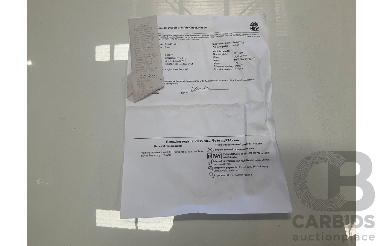 03/2015 Mercedes-Benz A45 AMG AWD 176 MY15 5D Hatchback Mountain Grey Metallic Turbo 2.0L