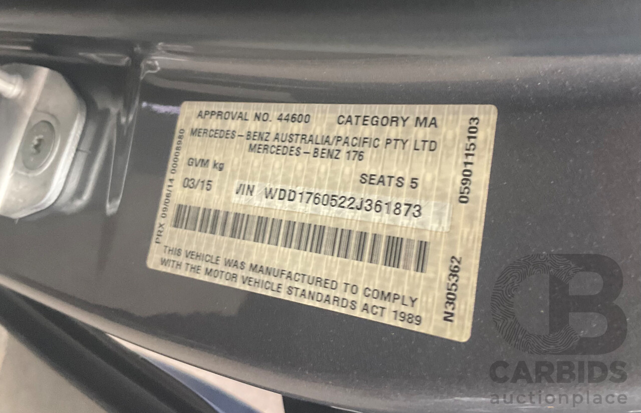 03/2015 Mercedes-Benz A45 AMG AWD 176 MY15 5D Hatchback Mountain Grey Metallic Turbo 2.0L