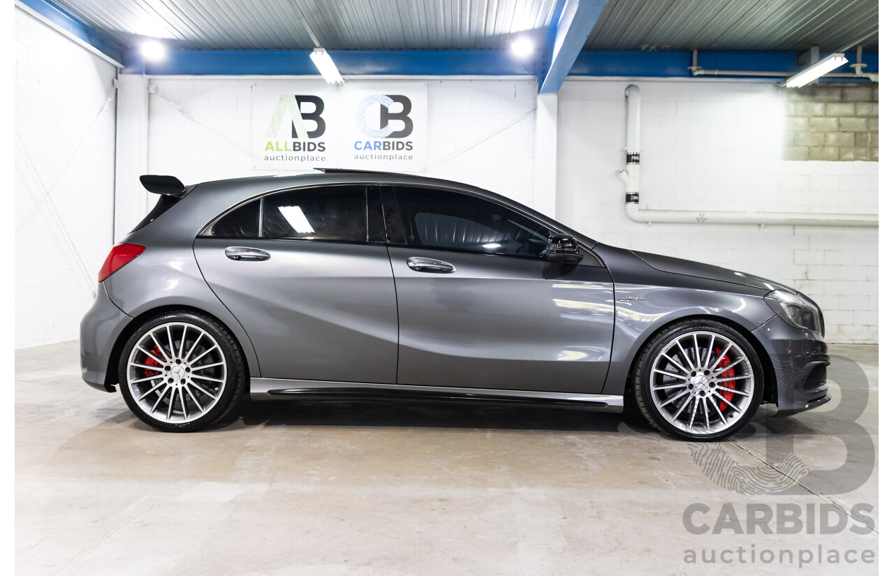 03/2015 Mercedes-Benz A45 AMG AWD 176 MY15 5D Hatchback Mountain Grey Metallic Turbo 2.0L