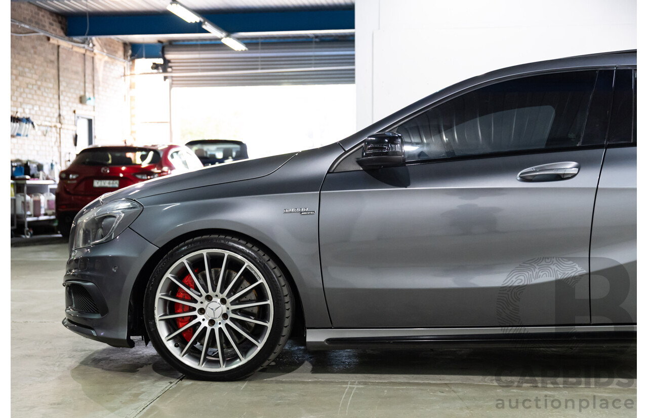 03/2015 Mercedes-Benz A45 AMG AWD 176 MY15 5D Hatchback Mountain Grey Metallic Turbo 2.0L