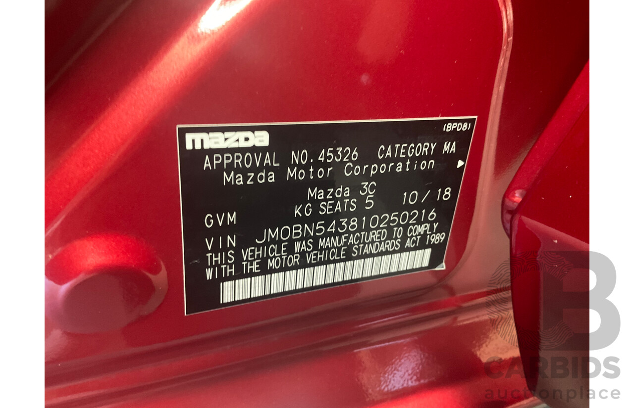 10/2018 Mazda Mazda3 SP25 FWD BN MY18 5D Hatchback Soul Red 2.5L