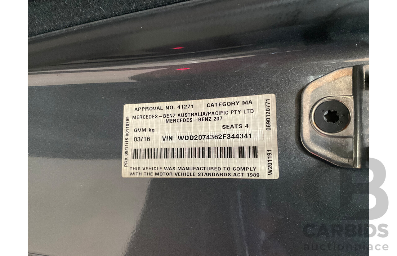 03/2016 Mercedes-Benz E250 AMG Line (RWD) 207 MY16 2d Cabriolet Selenite Grey Metallic Turbo 2.0L