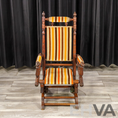 Antique Dexter Rocker with Upholstered Seat and Back