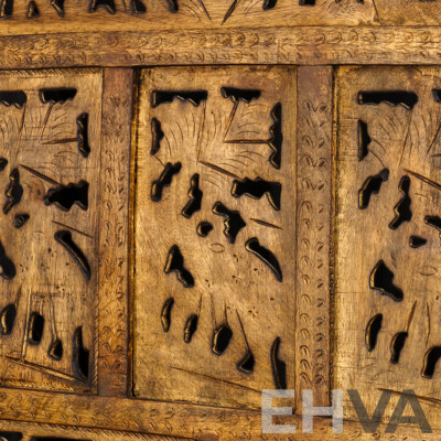 Indonesian Teak Four Panel Dressing Screen